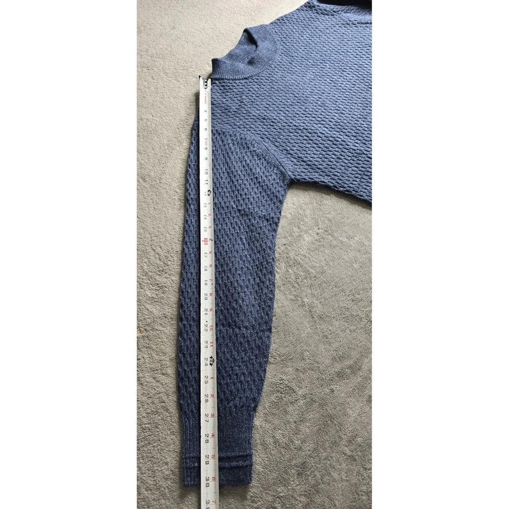 Line of Trade Sweater Mens Large Blue Wool Blend Cable Knit Long Sleeve Pullover